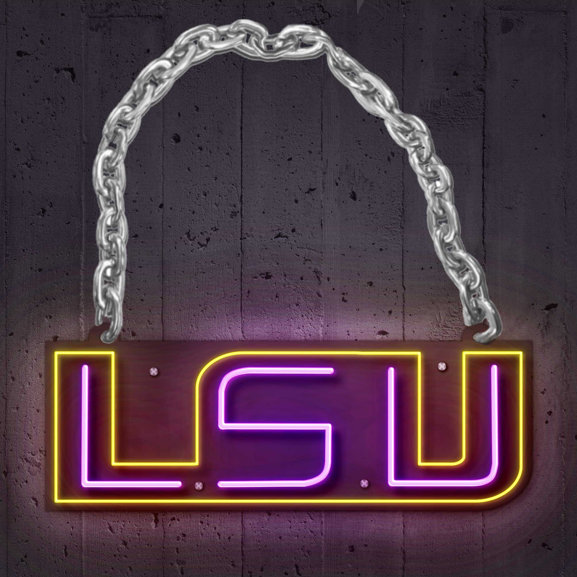 LSU Chain | Wearable LED Neon Sign | Power Bank Powered with Dimmer | Officially Licensed - Sky Lotz Custom Signs