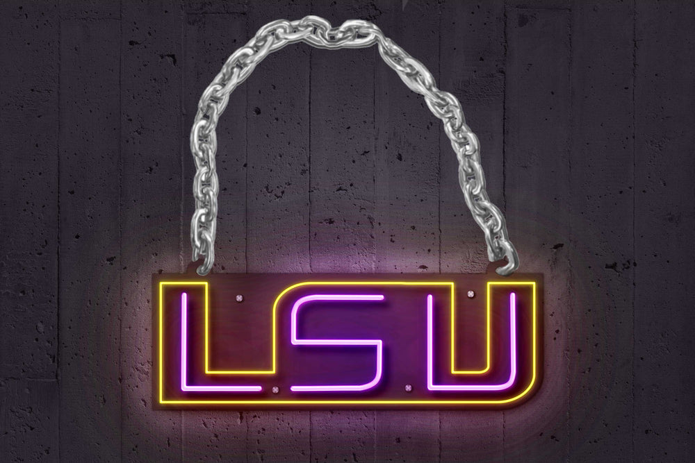 LSU Chain | Wearable LED Neon Sign | Power Bank Powered with Dimmer | Officially Licensed - Sky Lotz Custom Signs