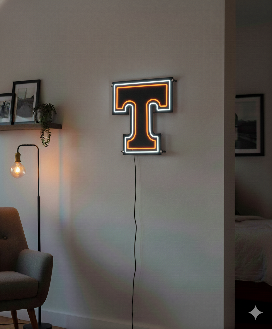 Tennessee Power T LED Neon Sign Large [24x24] - Officially Licensed