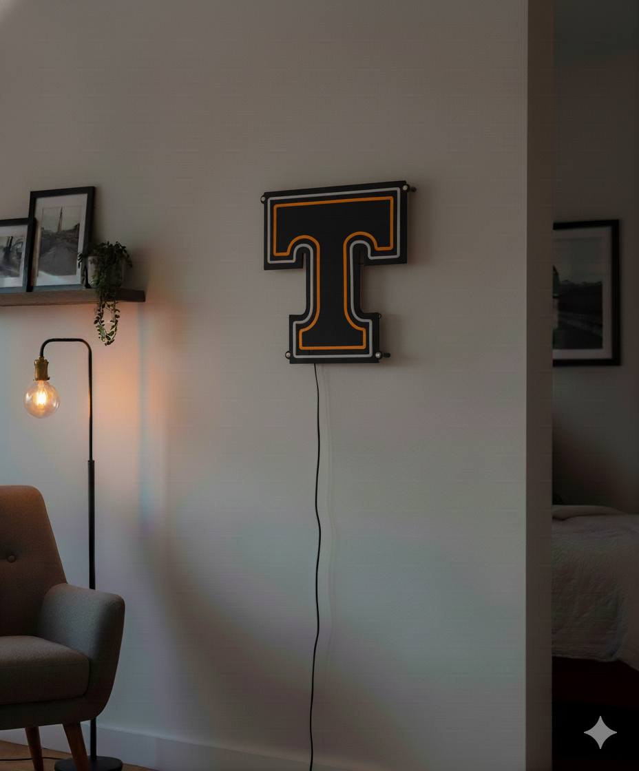 Tennessee Power T LED Neon Sign Large [24x24] - Officially Licensed