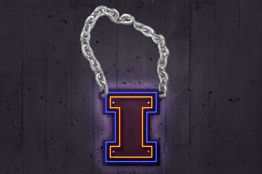Illinois Block I Chain | Wearable LED Neon Sign | Power Bank Powered with Dimmer | Officially Licensed - Sky Lotz Custom Signs