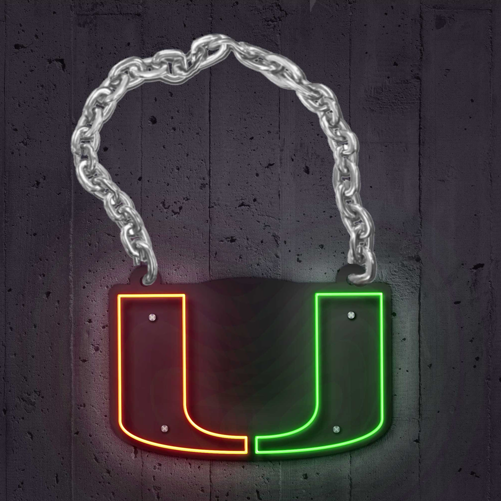 Miami U Chain | Wearable LED Neon Sign | Power Bank Powered with Dimmer | Officially Licensed - Sky Lotz Custom Signs