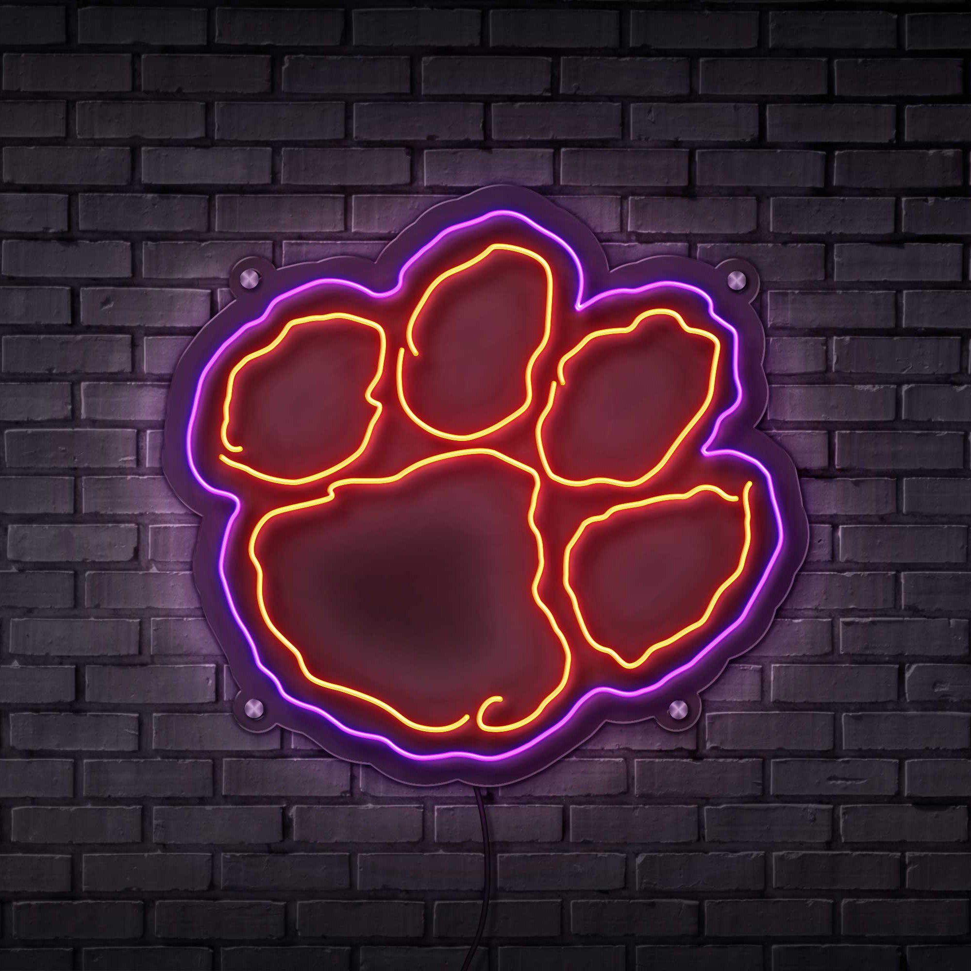 Clemson Paw LED Neon Sign Large [24 x 24] - Officially Licensed