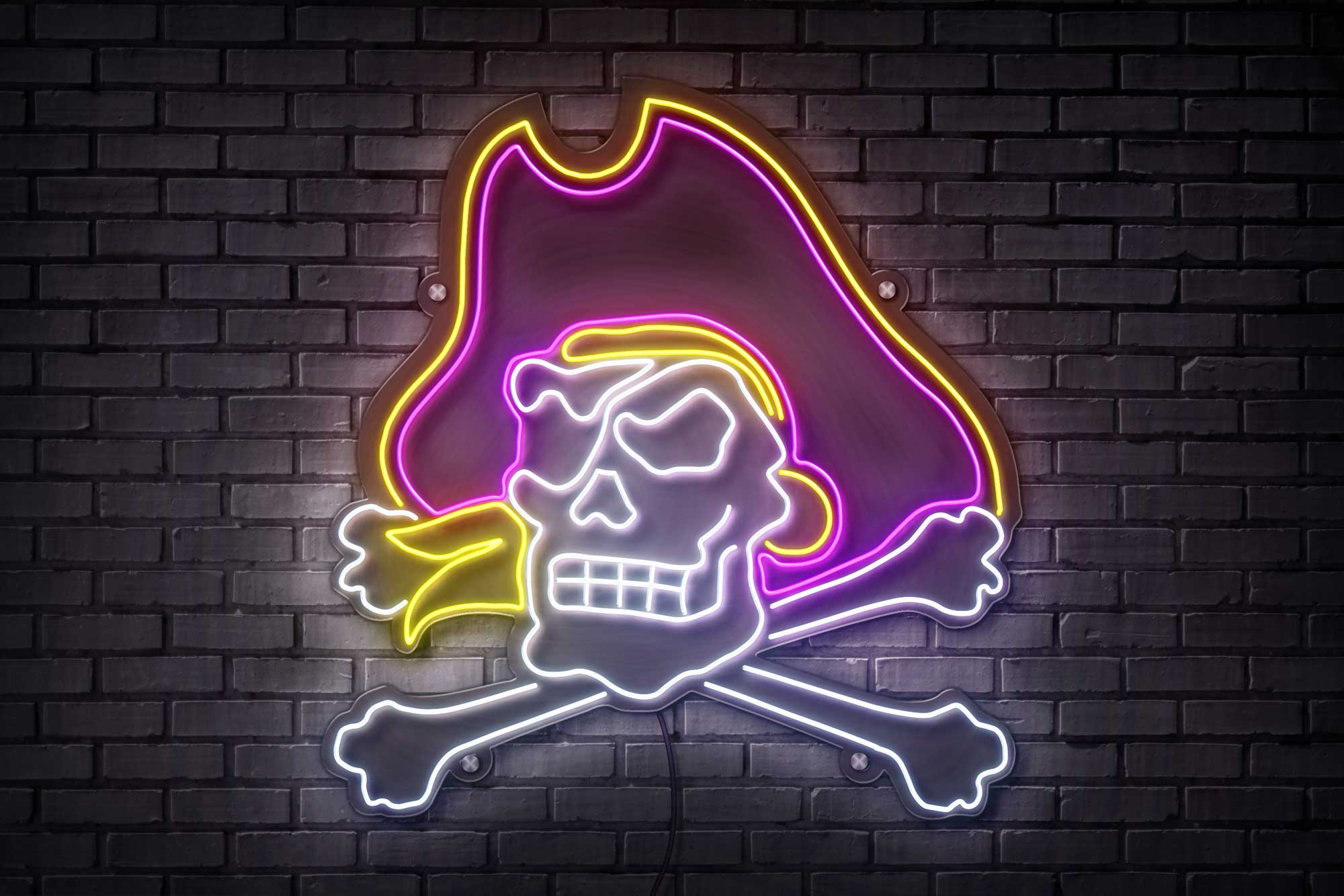 ECU Jolly Rodger LED Neon Sign Premium Large [24x23] - Officially Licensed