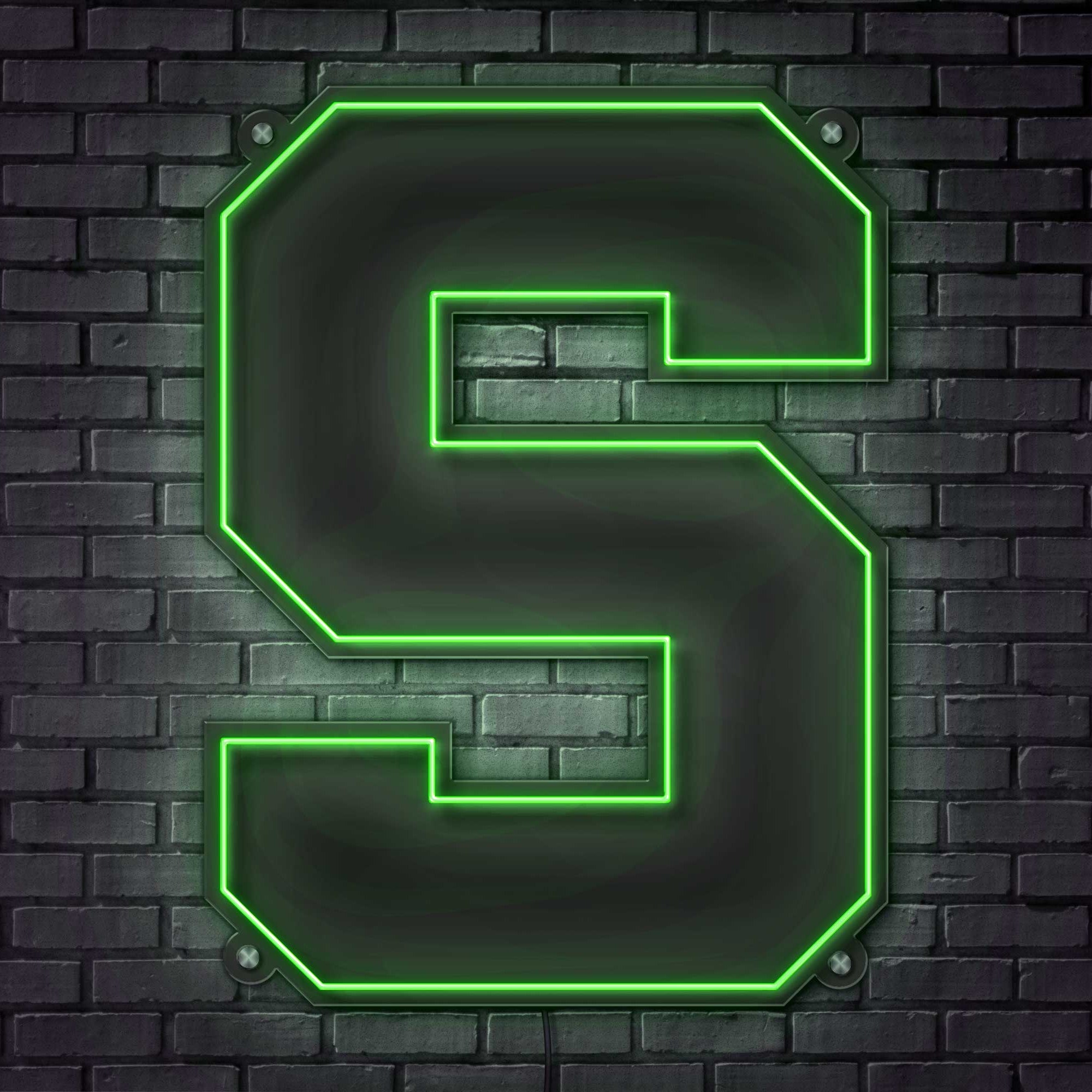 Michigan State Block S LED Neon Sign Large [24x24] - Officially Licensed - Sky Lotz Custom Signs