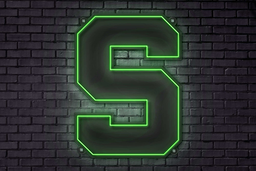 Michigan State Block S LED Neon Sign Large [24x24] - Officially Licensed - Sky Lotz Custom Signs
